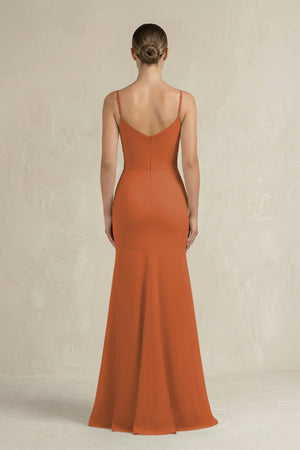 Cami Strap Mermaid Ruffled Chiffon Bridesmaid Dress in Terracotta - KISS BRIDAL Bridesmaid Dresses