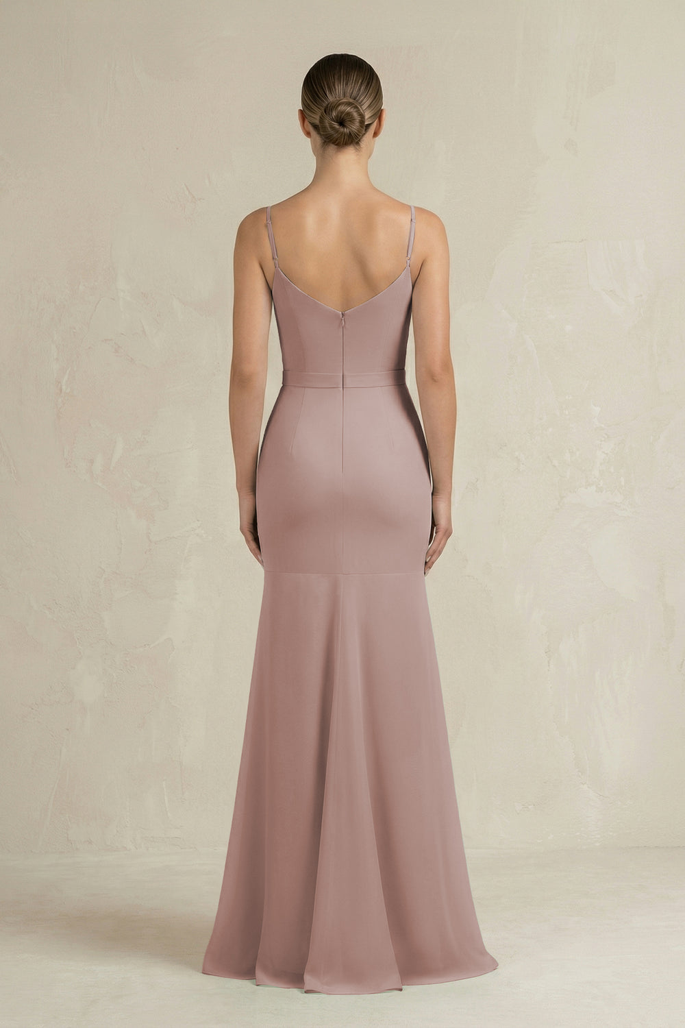 Cami Strap Mermaid Ruffled Chiffon Bridesmaid Dress in Toffee