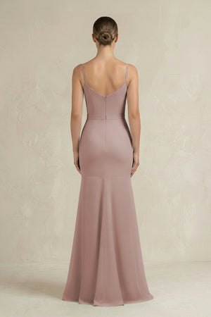 Cami Strap Mermaid Ruffled Chiffon Bridesmaid Dress in Toffee (2) | KISSBRIDAL
