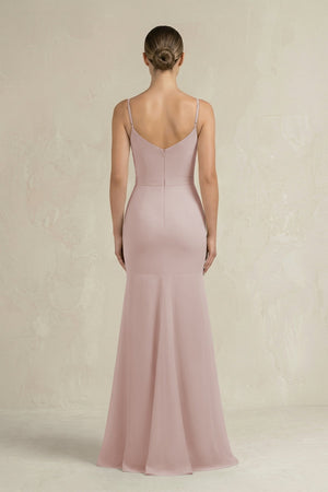Cami Strap Mermaid Ruffled Chiffon Bridesmaid Dress in Toffee - SHE IS ME Bridesmaid Dresses
