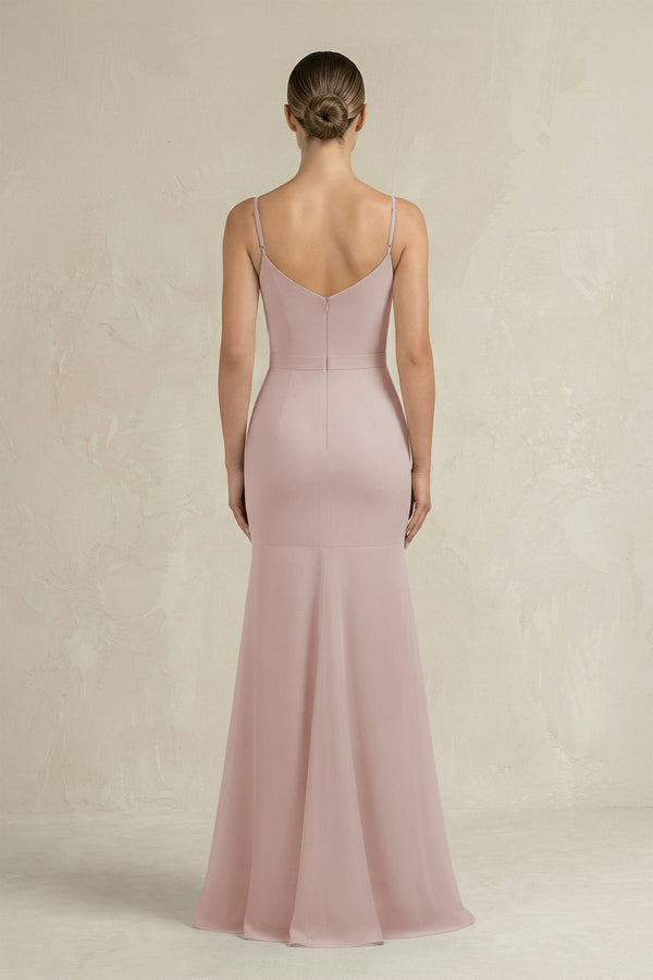 Cami Strap Mermaid Ruffled Chiffon Bridesmaid Dress in Toffee - SHE IS ME Bridesmaid Dresses