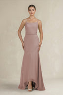 Cami Strap Mermaid Ruffled Chiffon Bridesmaid Dress in Toffee | KISSBRIDAL