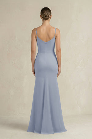 Cami Strap Mermaid Ruffled Chiffon Bridesmaid Dress in Twilight - SHE IS ME Bridesmaid Dresses