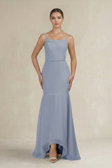 Cami Strap Mermaid Ruffled Chiffon Bridesmaid Dress in Twilight - KISS BRIDAL Bridesmaid Dresses