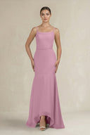 Cami Strap Mermaid Ruffled Chiffon Bridesmaid Dress in Vintage Mauve - SHE IS ME Bridesmaid Dresses