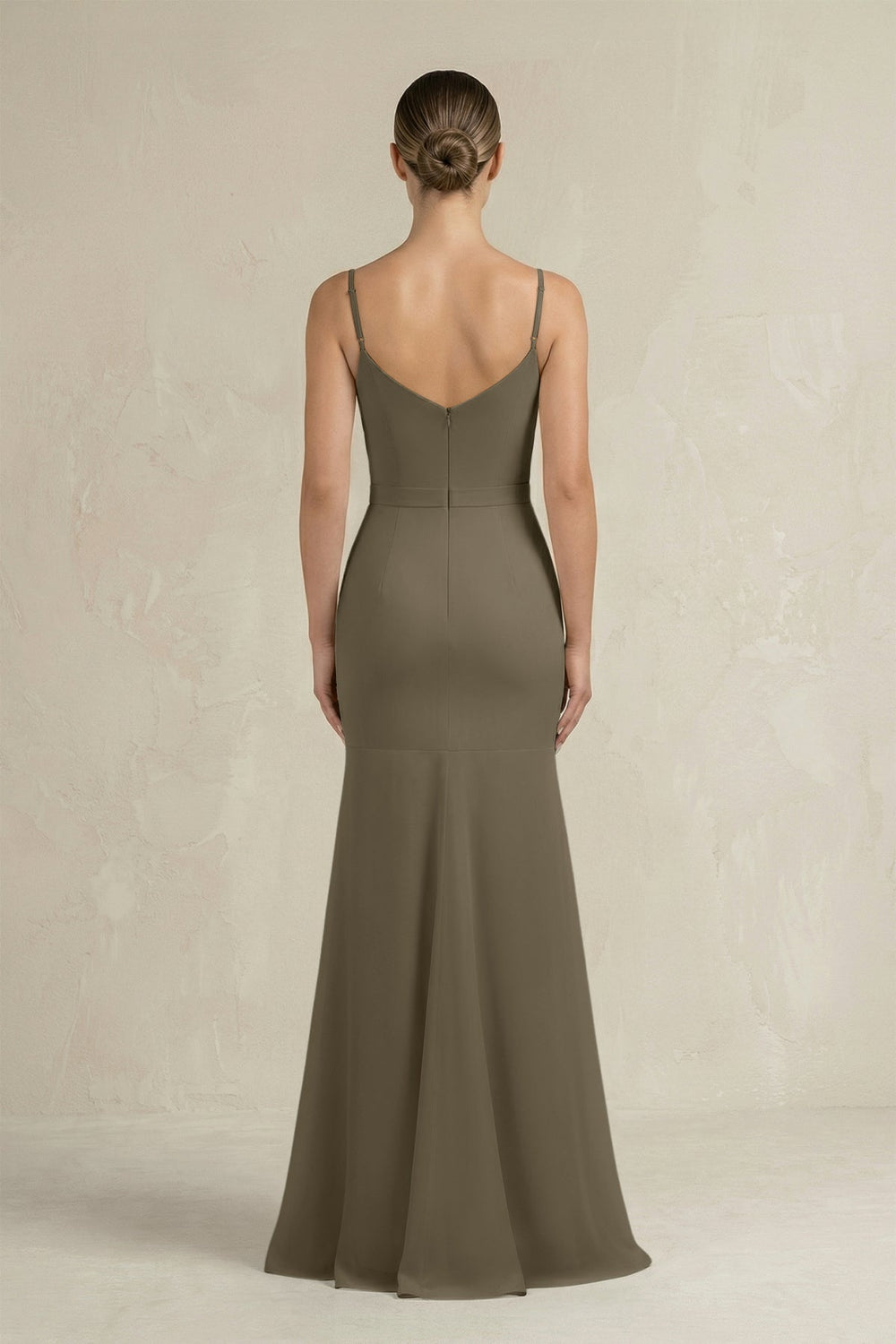 Cami Strap Mermaid Ruffled Chiffon Bridesmaid Dress in Willow Green - SHE IS ME Bridesmaid Dresses