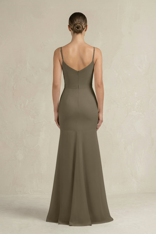 Cami Strap Mermaid Ruffled Chiffon Bridesmaid Dress in Willow Green - SHE IS ME Bridesmaid Dresses