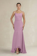 Cami Strap Mermaid Ruffled Chiffon Bridesmaid Dress in Wisteria - SHE IS ME Bridesmaid Dresses