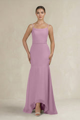 Cami Strap Mermaid Ruffled Chiffon Bridesmaid Dress in Wisteria - KISS BRIDAL Bridesmaid Dresses