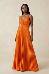 Cami Strap Pleated A - Line Bridesmaid Dress in Cinnamon - KISS BRIDAL Bridesmaid Dresses
