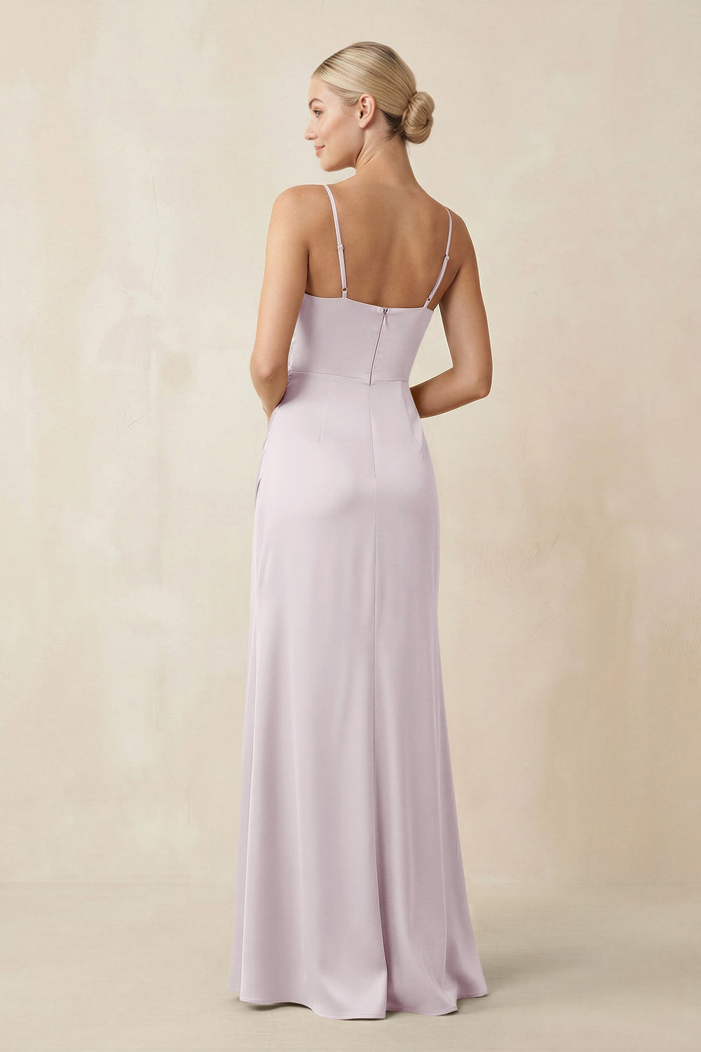Cami Strap Ruched Satin Sheath Bridesmaid Dress in Dusk - KISS BRIDAL Bridesmaid Dresses
