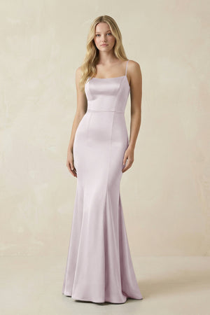 Cami Strap Ruffled Satin Bridesmaid Dress With Bow in Dusk - KISS BRIDAL Bridesmaid Dresses