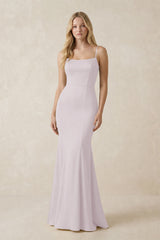 Cami Strap Ruffled Satin Bridesmaid Dress With Bow in Dusk | KISSBRIDAL
