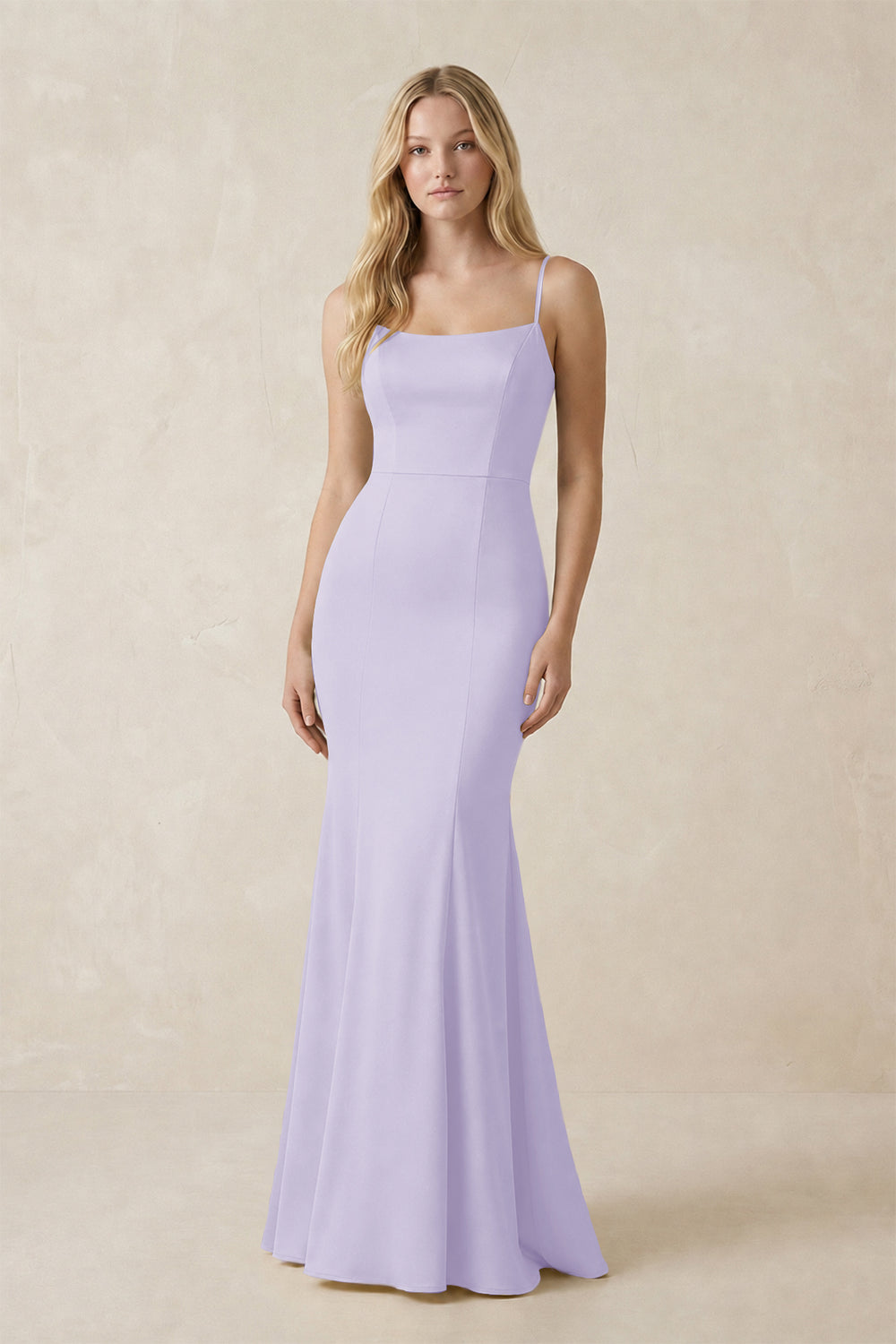 Cami Strap Ruffled Satin Bridesmaid Dress With Bow in Lavender