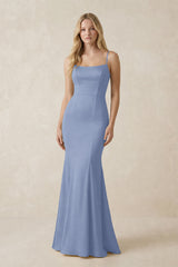 Cami Strap Ruffled Satin Bridesmaid Dress With Bow in Mist | KISSBRIDAL