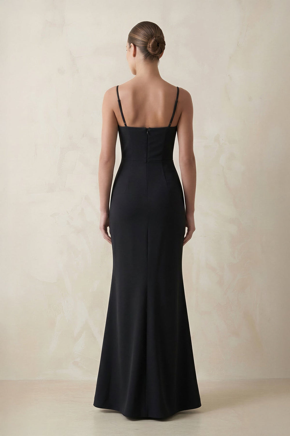 Cami Strap Sheath Beaded Satin Wedding Dress in Black - KISS BRIDAL Wedding Dresses