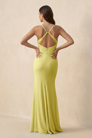Cami Strap Sheath Chiffon Bridesmaid Dress with Slit in Buttercup - KISS BRIDAL Bridesmaid Dresses