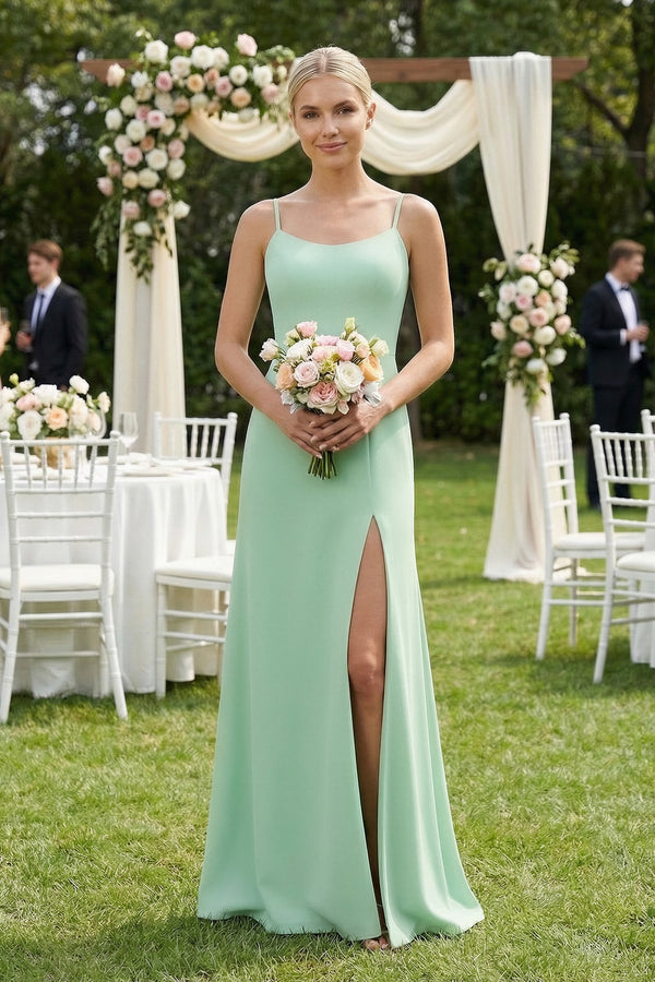 pale pistachio bridesmaid dresses KissProm