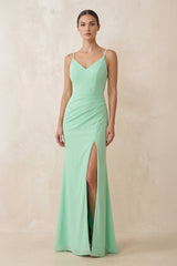 Cami Strap Sheath Chiffon Bridesmaid Gown - KISS BRIDAL Bridesmaid Dresses