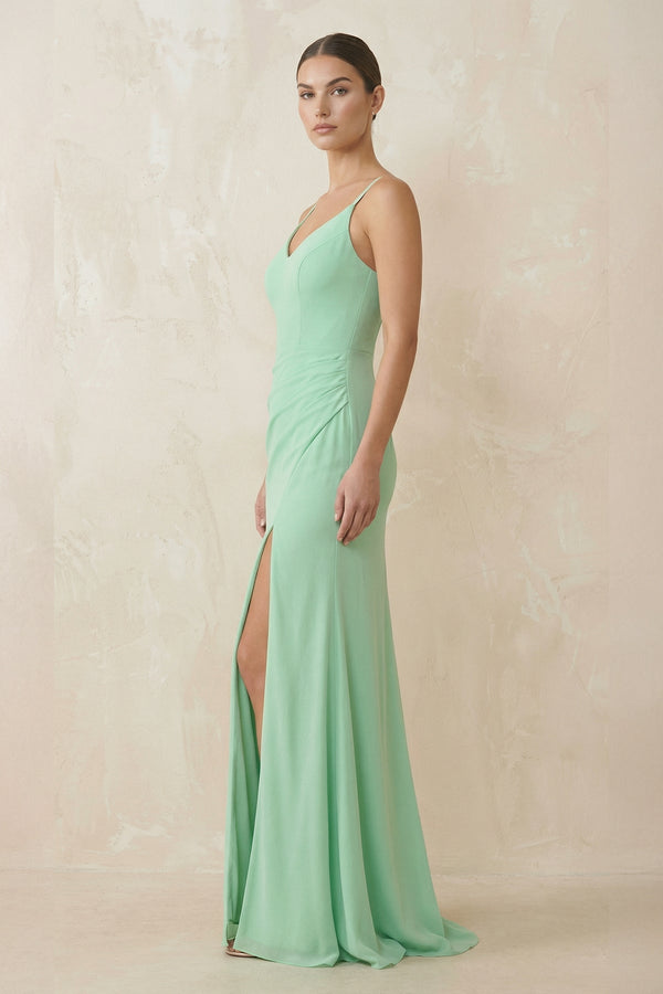 Cami Strap Sheath Chiffon Bridesmaid Gown - SHE IS ME Bridesmaid Dresses