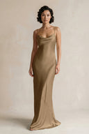 Cami Strap Sheath Satin Bridesmaid Dress in Apple Cinnamon - KISS BRIDAL Bridesmaid Dresses