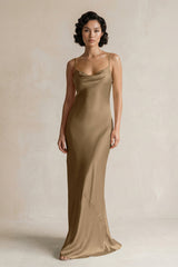 Cami Strap Sheath Satin Bridesmaid Dress in Apple Cinnamon - KISS BRIDAL Bridesmaid Dresses