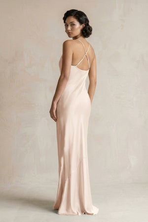 Cami Strap Sheath Satin Bridesmaid Dress in Buttercream - KISS BRIDAL Bridesmaid Dresses