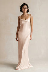 Cami Strap Sheath Satin Bridesmaid Dress in Buttercream - KISS BRIDAL Bridesmaid Dresses