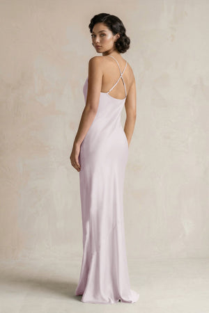 Cami Strap Sheath Satin Bridesmaid Dress in Dusk - KISS BRIDAL Bridesmaid Dresses