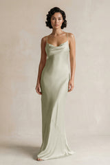 Cami Strap Sheath Satin Bridesmaid Dress in Frost - KISS BRIDAL Bridesmaid Dresses