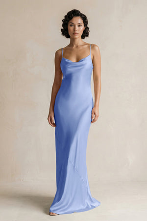 Cami Strap Sheath Satin Bridesmaid Dress in Ice - KISS BRIDAL Bridesmaid Dresses