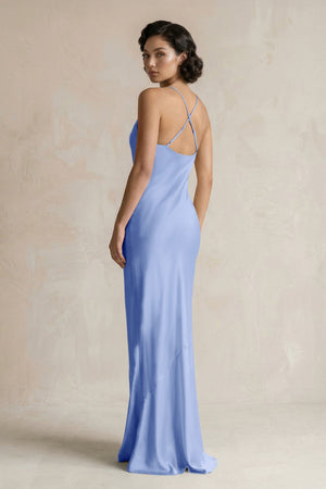 Cami Strap Sheath Satin Bridesmaid Dress in Ice - KISS BRIDAL Bridesmaid Dresses