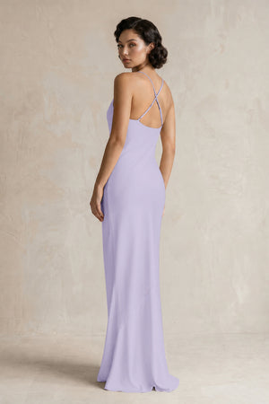 Cami Strap Sheath Satin Bridesmaid Dress in Lavender (2) | KISSBRIDAL