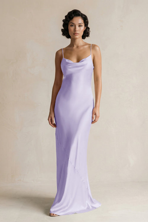 Cami Strap Sheath Satin Bridesmaid Dress in Lavender - KISS BRIDAL Bridesmaid Dresses