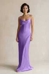 Cami Strap Sheath Satin Bridesmaid Dress in Lilac - KISS BRIDAL Bridesmaid Dresses