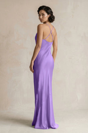 Cami Strap Sheath Satin Bridesmaid Dress in Lilac - KISS BRIDAL Bridesmaid Dresses