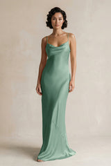 Cami Strap Sheath Satin Bridesmaid Dress in Mint Green - KISS BRIDAL Bridesmaid Dresses