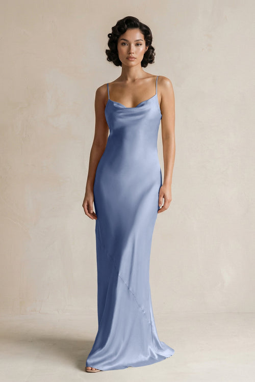 Cami Strap Sheath Satin Bridesmaid Dress in Mist - KISS BRIDAL Bridesmaid Dresses
