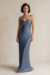 Cami Strap Sheath Satin Bridesmaid Dress in Neptune - KISS BRIDAL Bridesmaid Dresses