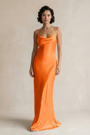 Cami Strap Sheath Satin Bridesmaid Dress in Orange - KISS BRIDAL Bridesmaid Dresses