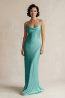 Cami Strap Sheath Satin Bridesmaid Dress in Pale Pistachio - KISS BRIDAL Bridesmaid Dresses