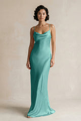 Cami Strap Sheath Satin Bridesmaid Dress in Pale Pistachio - KISS BRIDAL Bridesmaid Dresses