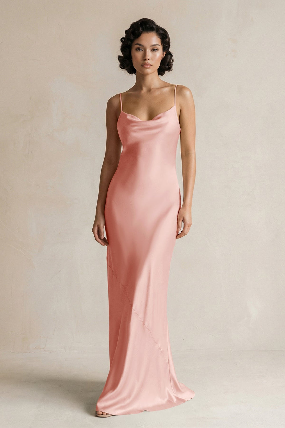 Cami Strap Sheath Satin Bridesmaid Dress in Rose Petal - KISS BRIDAL Bridesmaid Dresses