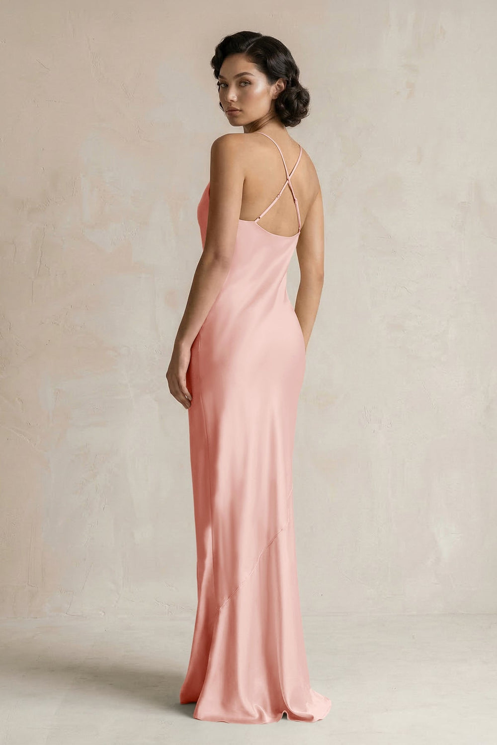 Cami Strap Sheath Satin Bridesmaid Dress in Rose Petal - KISS BRIDAL Bridesmaid Dresses