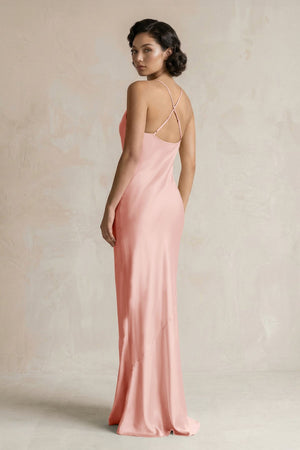 Cami Strap Sheath Satin Bridesmaid Dress in Rose Petal - KISS BRIDAL Bridesmaid Dresses
