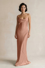 Cami Strap Sheath Satin Bridesmaid Dress in Rosette - KISS BRIDAL Bridesmaid Dresses