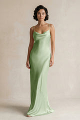 Cami Strap Sheath Satin Bridesmaid Dress in Sage - KISS BRIDAL Bridesmaid Dresses