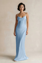 Cami Strap Sheath Satin Bridesmaid Dress in Sky Blue - KISS BRIDAL Bridesmaid Dresses