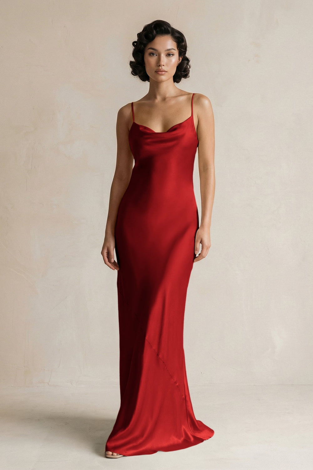 Cami Strap Sheath Satin Bridesmaid Dress in Spice - KISS BRIDAL Bridesmaid Dresses