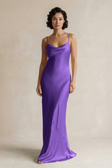 Cami Strap Sheath Satin Bridesmaid Dress in Tahiti - KISS BRIDAL Bridesmaid Dresses